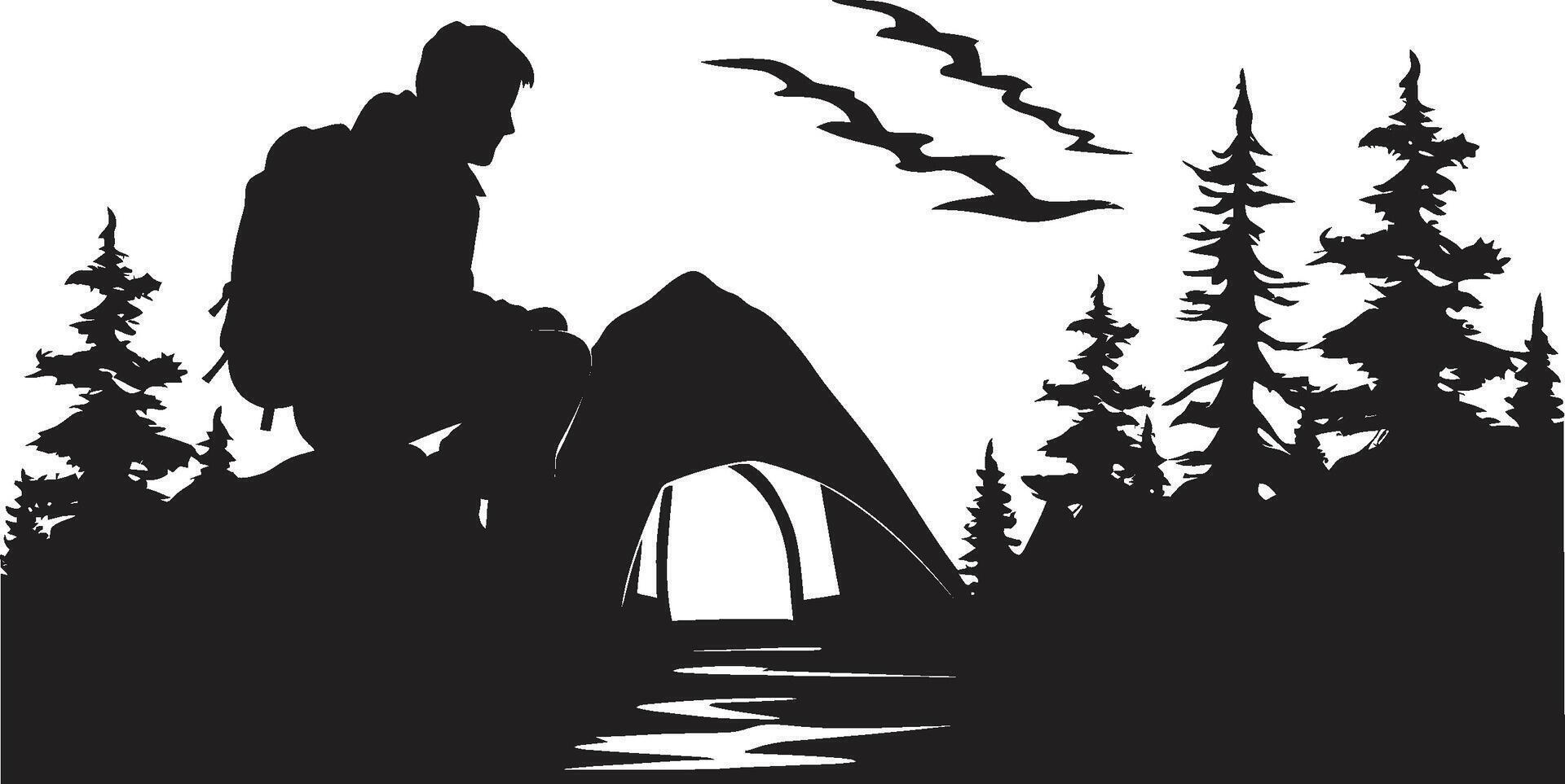 Wildnis flüstert elegant Vektor Logo zum draussen Erkundung robust Expedition glatt schwarz Camping Symbol illustrieren Naturen Anruf