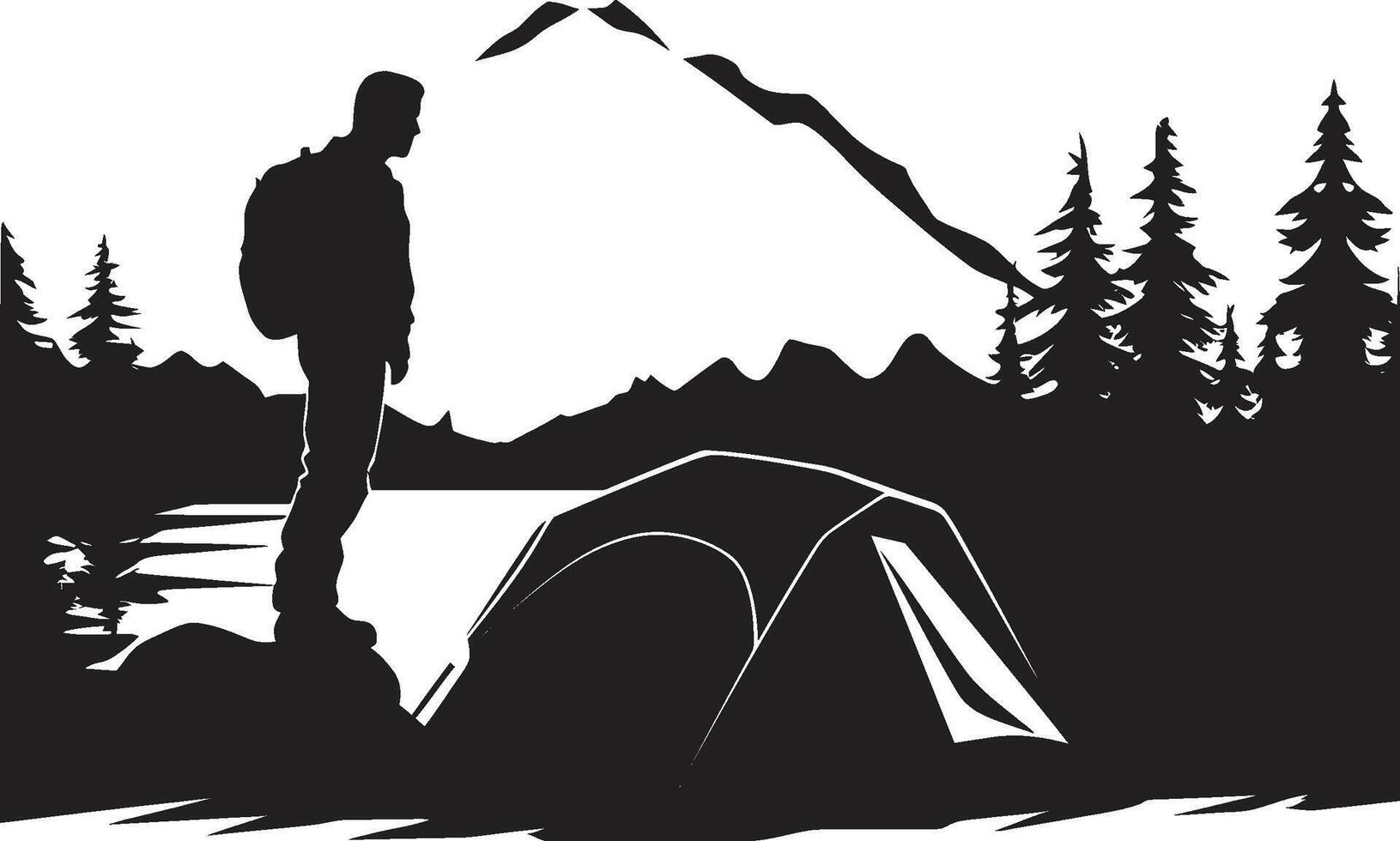 Camping Glückseligkeit glatt schwarz Vektor Logo Design Symbol Einbruch der Dunkelheit Rückzug einfarbig Emblem illustrieren schwarz Camping Abenteuer