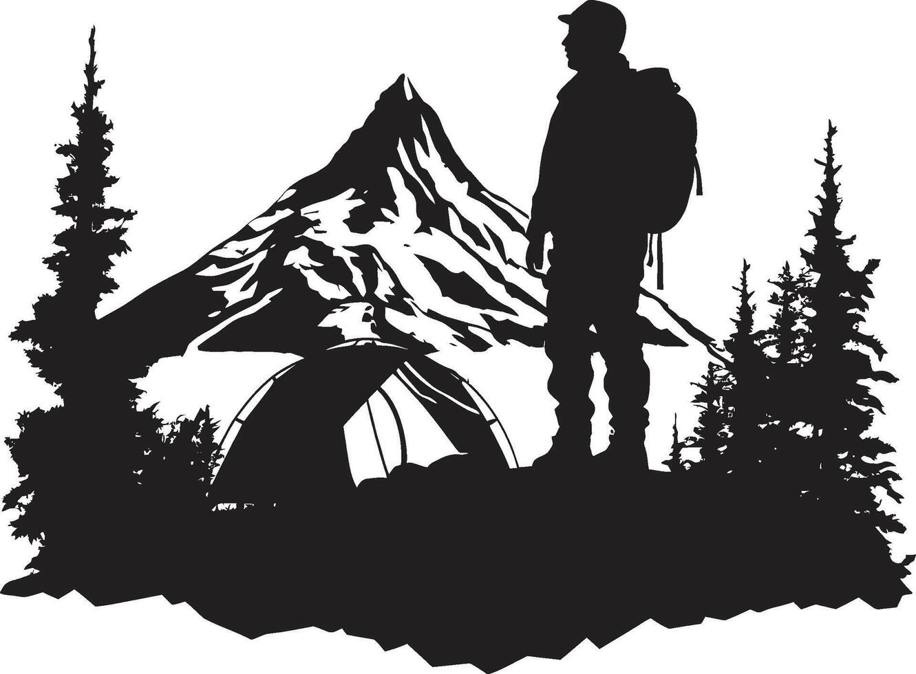 in das wild einfarbig Emblem zum draussen Camping Enthusiasten sternenklar Nacht Campingplatz schwarz Vektor Logo Design zum draussen Glückseligkeit