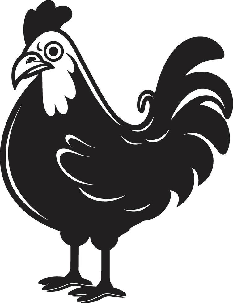 höna hus elegans chic svartvit kyckling emblem i svart fjäderfän pizzazz elegant svart ikon med vektor kyckling design