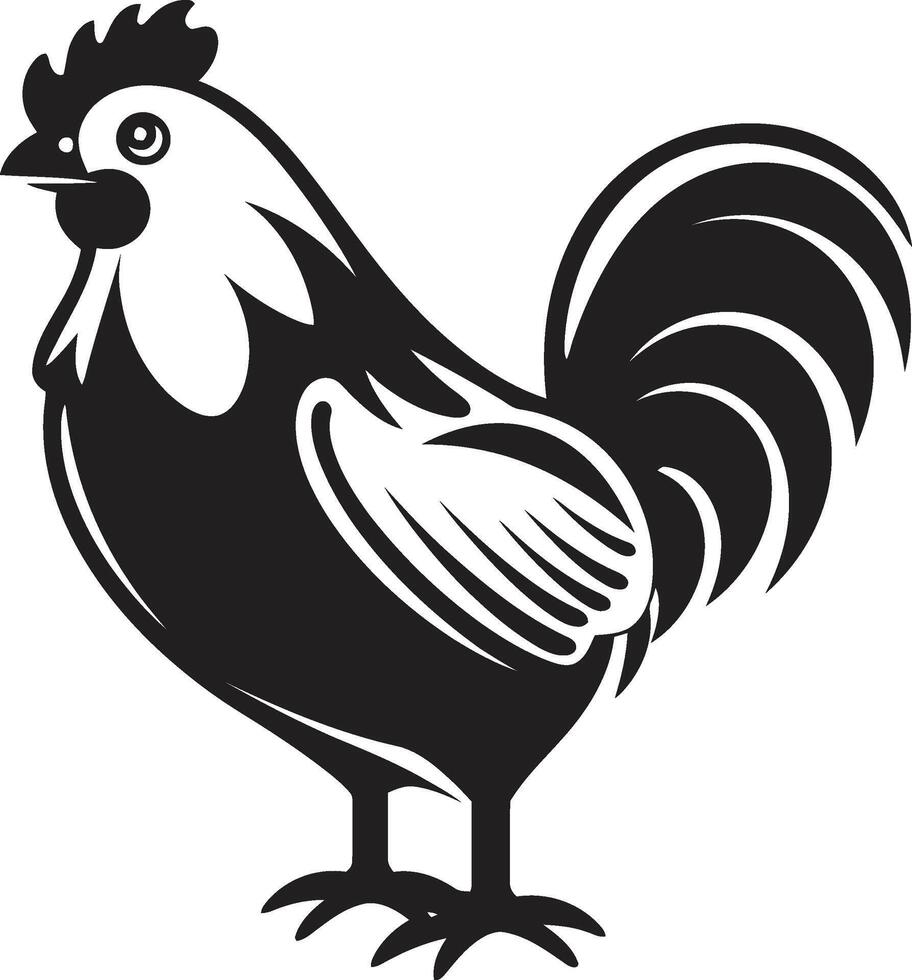äggstatisk elegans svartvit kyckling ikon i elegant design fjäderfän förmåga chic svart ikon terar kyckling vektor logotyp
