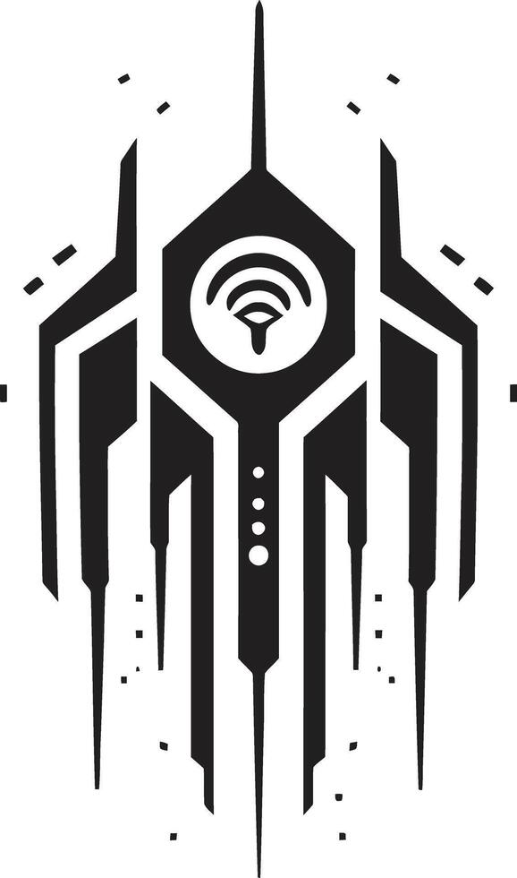 koda symfoni elegant svart emblem illustrerar cybernetiska harmoni kvant kvot abstrakt vektor logotyp design i svart cybernetik