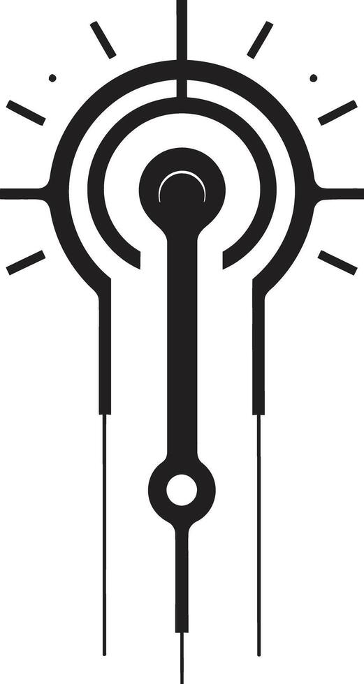 technologisch Transzendenz schick abstrakt kybernetisch Emblem im schwarz pixelig Fortschritt einfarbig Vektor Logo Design zum kybernetisch Symbol