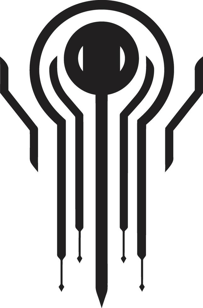 technologisch Transzendenz schick schwarz abstrakt kybernetisch Emblem pixelig Fortschritt abstrakt Vektor Logo Design zum kybernetisch Symbol