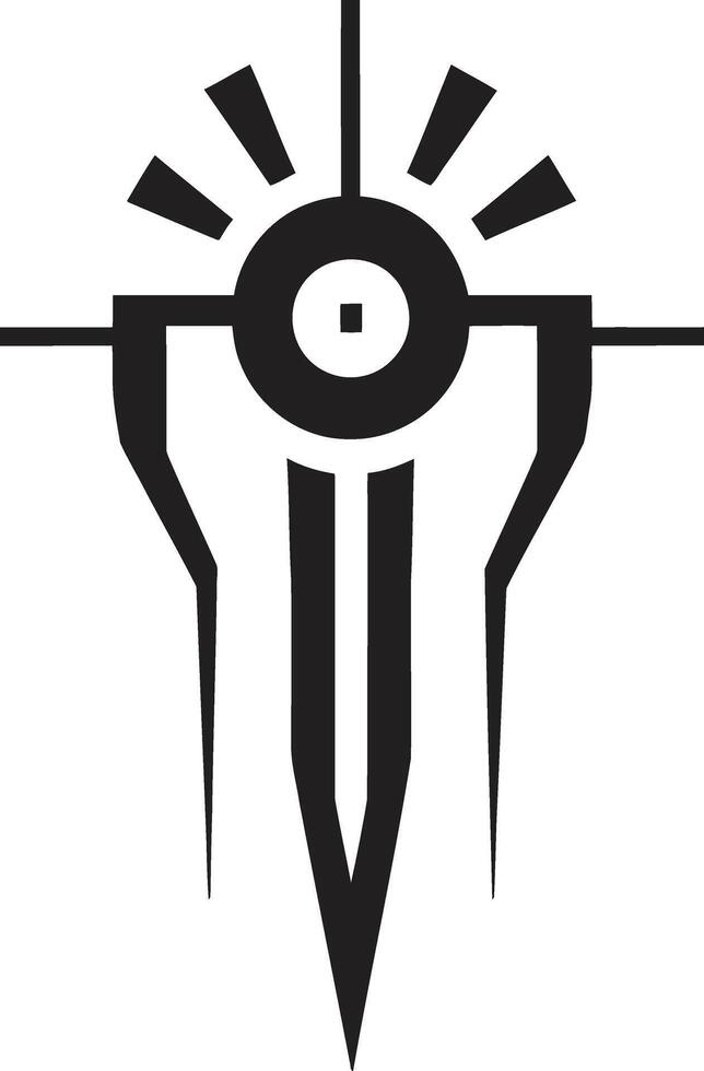 Digital Dynamik einfarbig Emblem illustrieren kybernetisch Harmonie technologisch Transzendenz schick schwarz abstrakt kybernetisch Design vektor