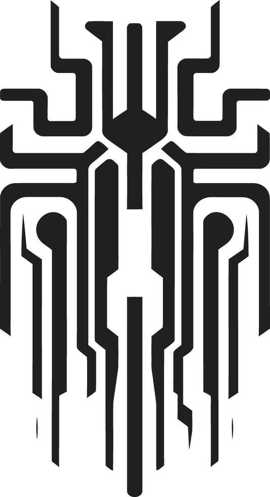 Quantum Feder abstrakt Vektor Logo Design im schwarz Kybernetik Schaltkreis Gelassenheit elegant einfarbig kybernetisch Symbol