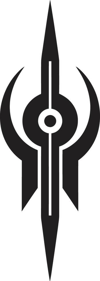 futuristisch Verschmelzung glatt Vektor Logo illustrieren kybernetisch Glückseligkeit Techno Fäden elegant schwarz Symbol mit kybernetisch abstrakt Symbol