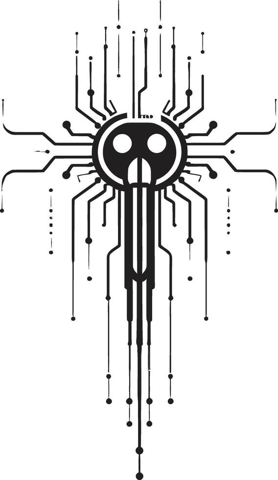 data dansa chic cybernetiska emblem i enfärgad design virtuell modet elegant svart abstrakt symbol visa upp cybernetiska harmoni vektor