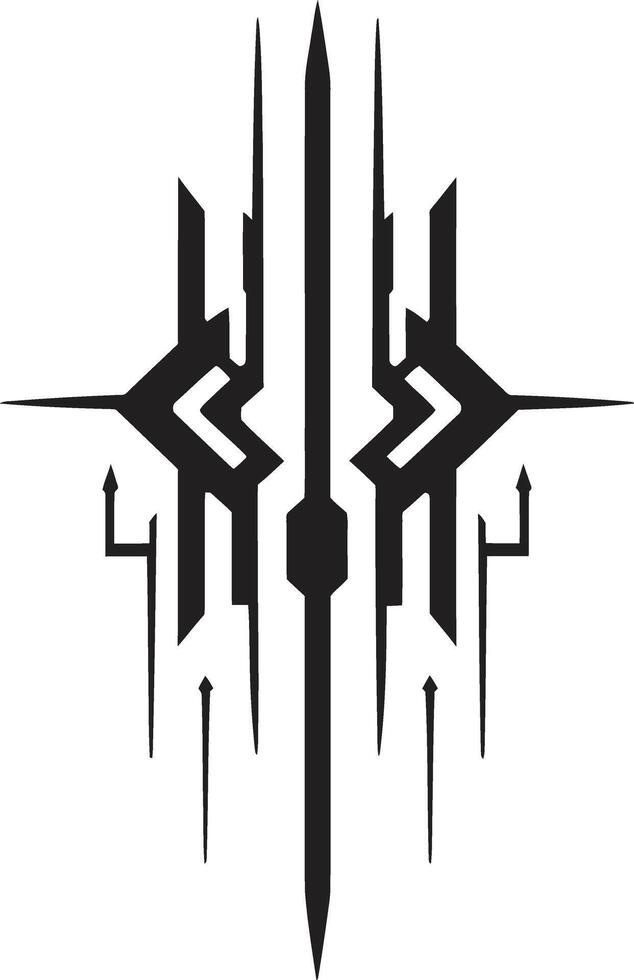 futuristisch Verschmelzung einfarbig Vektor Logo zum schwarz kybernetisch Glückseligkeit Techno Fäden schick abstrakt kybernetisch Symbol im glatt Design