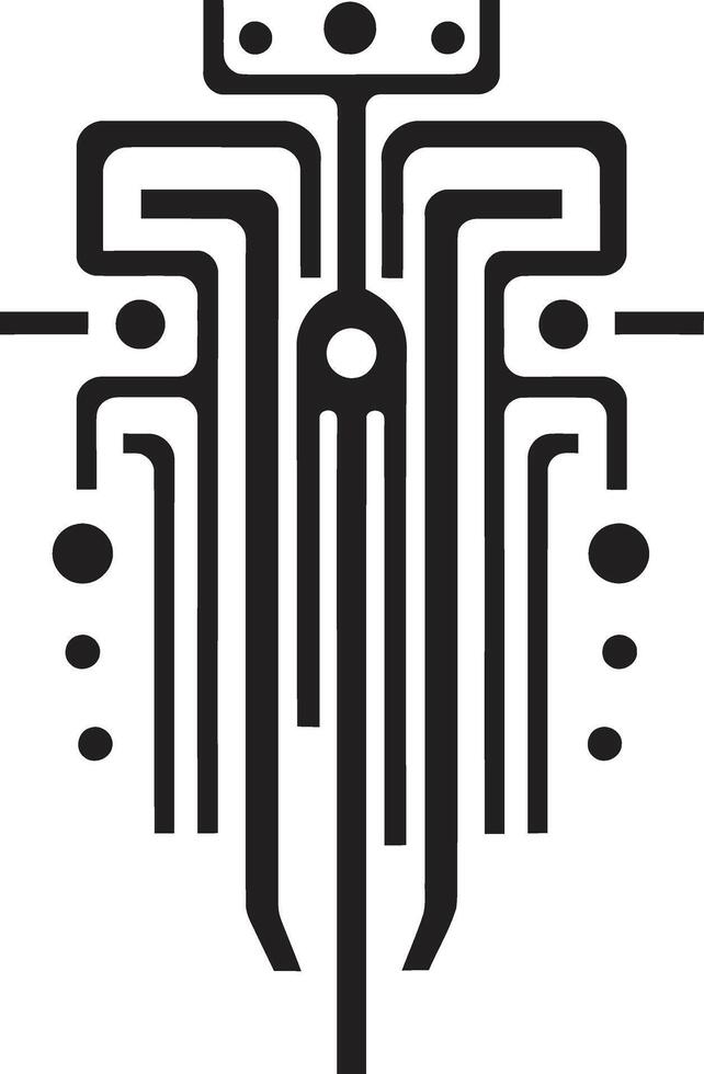koda symfoni abstrakt cybernetiska emblem i elegant svartvit kvant kvot svart ikon visa upp cybernetiska abstrakt Evolution vektor