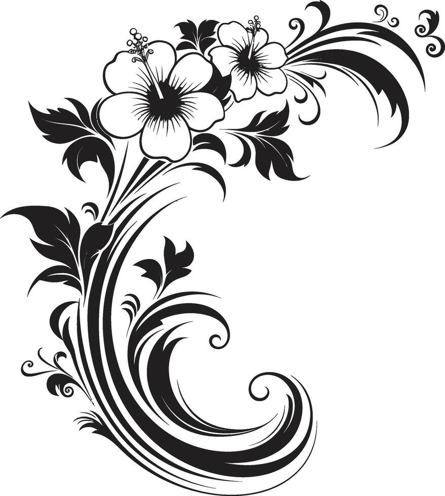 kronblad av prestige elegant svart logotyp highlighting dekorativ hörn nyckfull virvlar svartvit emblem med dekorativ hörn i svart vektor