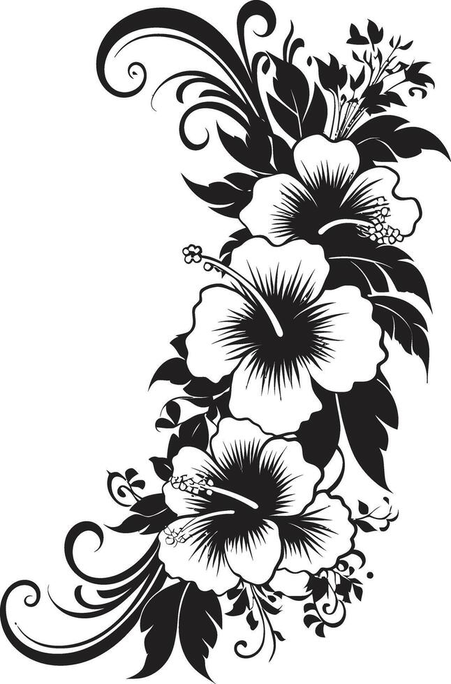 evig elegans elegant vektor emblem highlighting dekorativ hörn botaniska gränser svartvit logotyp design med dekorativ hörn