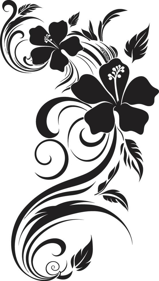 rik orkidéer elegant svart logotyp design med dekorativ hörn blommig strålglans chic vektor emblem highlighting dekorativ hörn