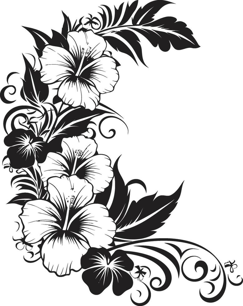 evig elegans chic vektor emblem highlighting dekorativ hörn botaniska gränser svartvit logotyp design med dekorativ hörn
