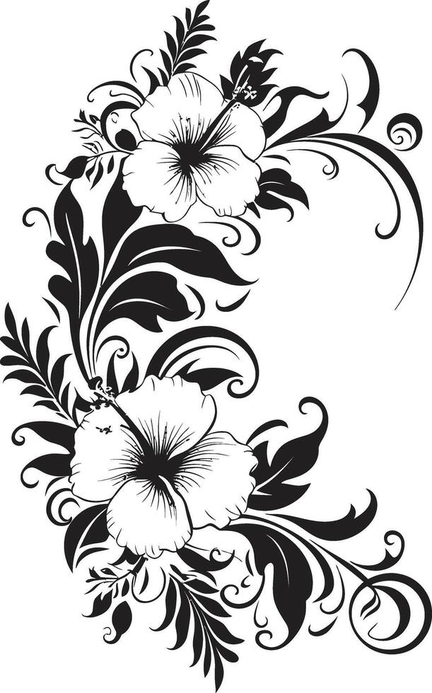 blühen Schönheit glatt Vektor Logo mit dekorativ Ecken Naturen Nektar elegant schwarz Emblem mit dekorativ Blumen- Design