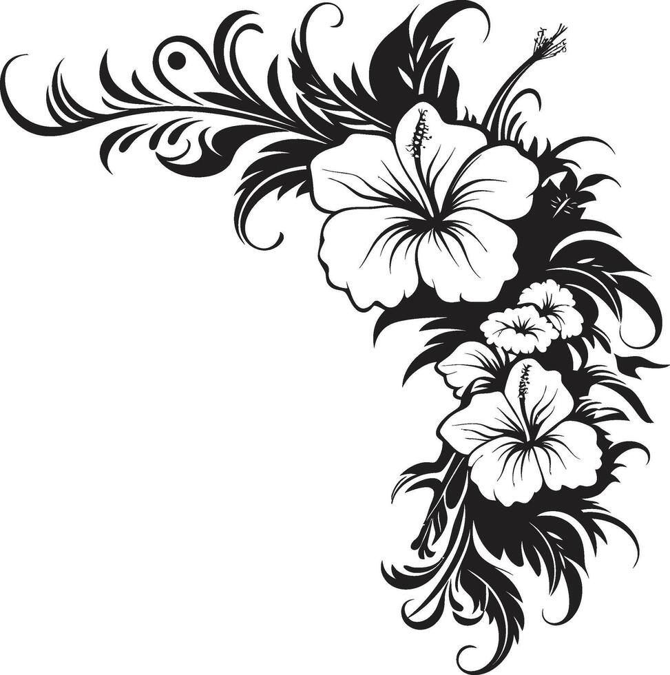 zauberhaft verschlingt schick Emblem mit dekorativ Blumen- Design botanisch Kopfgeld elegant schwarz Logo Design mit dekorativ Ecken vektor