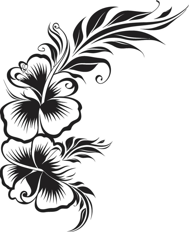 nyckfull virvlar elegant ikon highlighting dekorativ hörn i svart förtjusande flätar ihop sig chic vektor emblem med dekorativ blommig hörn