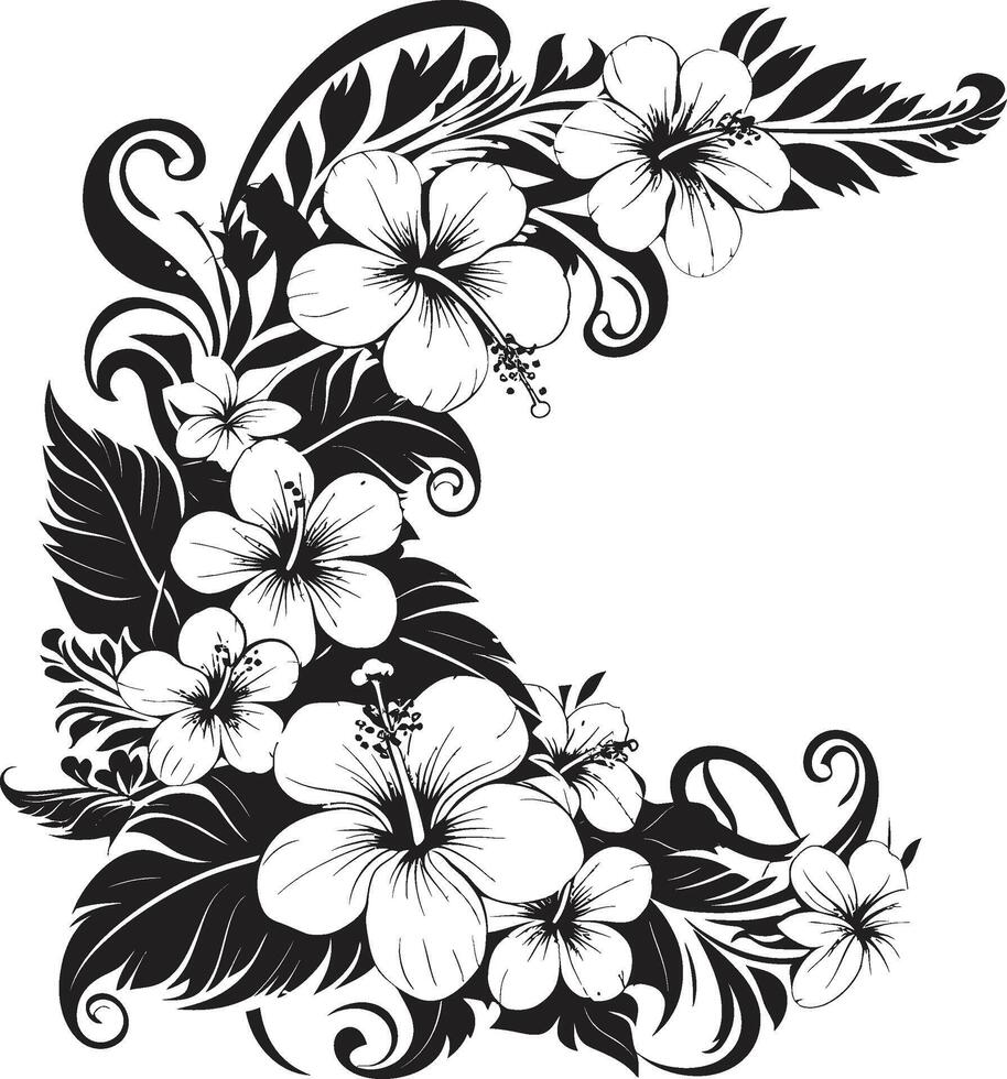 kronblad av prestige elegant ikon highlighting dekorativ hörn i svart rik orkidéer chic vektor logotyp med dekorativ blommig design