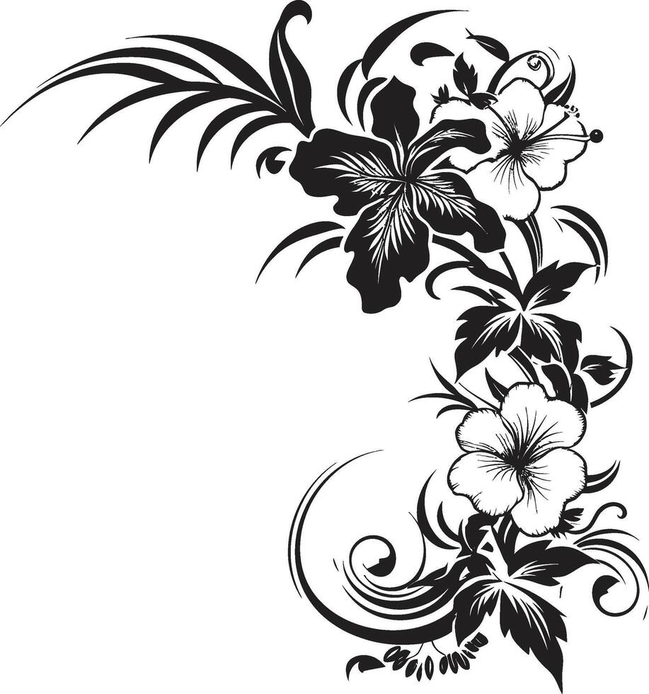 botaniska gränser elegant vektor logotyp design med dekorativ hörn invecklad inlägg chic svart emblem terar dekorativ blommig hörn