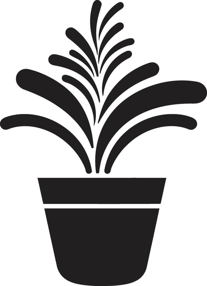 eingetopft Elan einfarbig Emblem Hervorheben dekorativ Pflanze Topf elegant Wesen schick Vektor Pflanze Topf Logo im schwarz