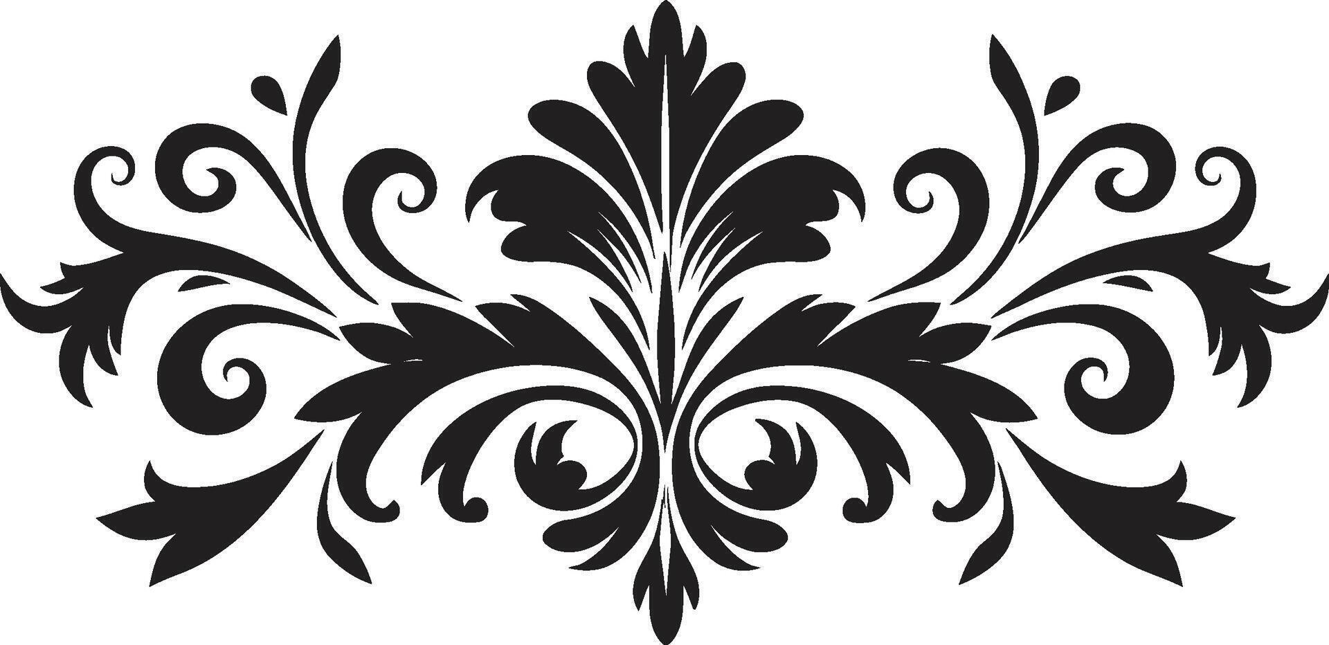 klassisch Handwerkskunst stilvoll Jahrgang europäisch Rand Symbol im einfarbig kulturell Couture glatt Emblem mit schwarz europäisch Rand Design vektor