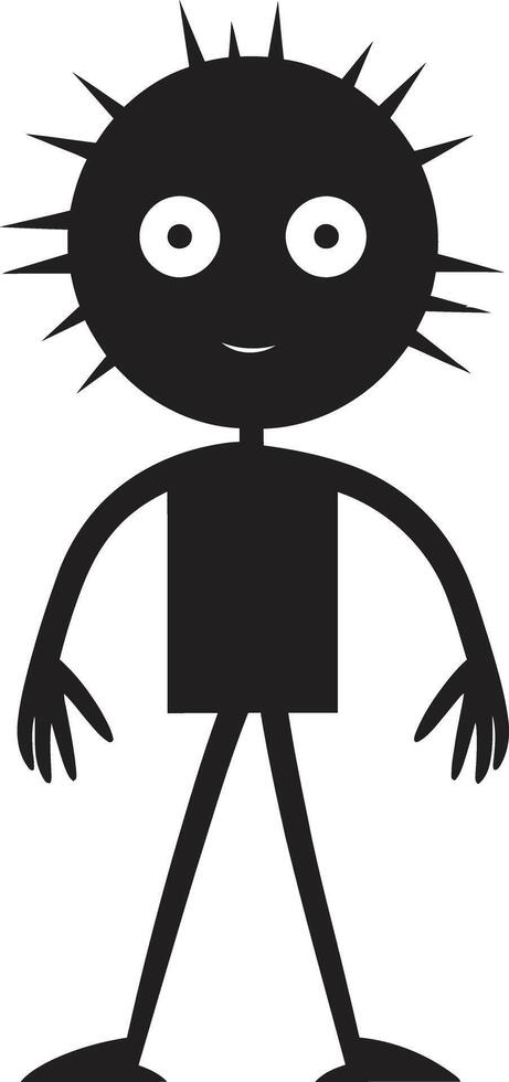 Comic Gebräu glatt schwarz Emblem mit Karikatur Stickman spielerisch Kalligraphie Stickman Vektor Logo im schick einfarbig