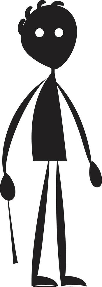 komisk crescendo klotter stickman ikon med svart elegans nyckfull vågor chic svartvit logotyp med stickman charm vektor