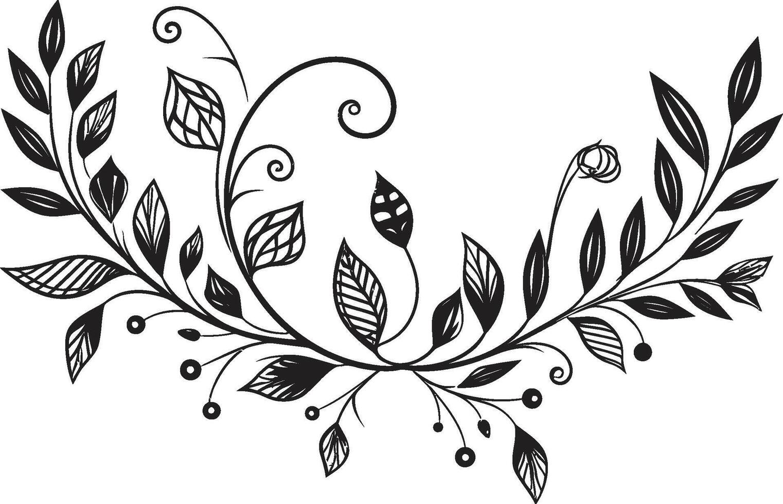 fantasifull krusidullar elegant emblem highlighting dekorativ klotter elegans utsmyckade svart klotter dekorativ logotyp i svartvit vektor