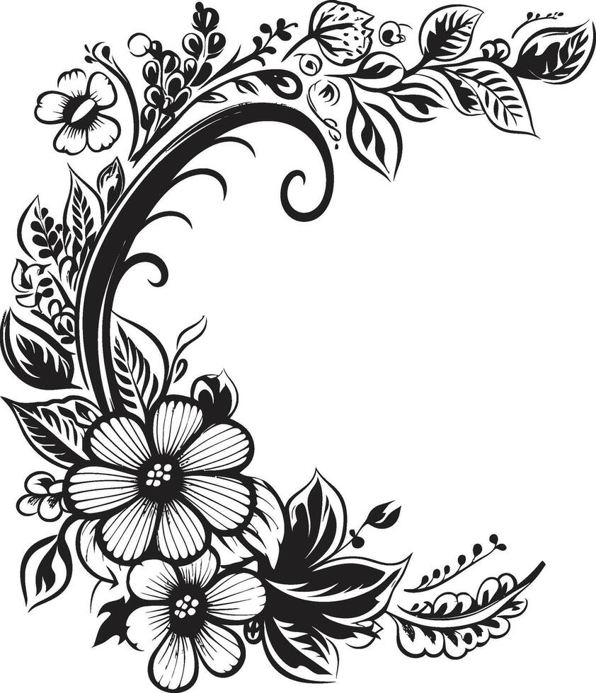 konstnärlig prydnader elegant emblem med svartvit klotter dekorationer klotter glädje eleganta svart logotyp design highlighting dekorativ element vektor