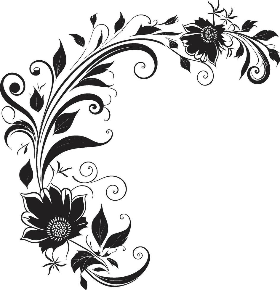 konstnärlig prydnader elegant svart logotyp highlighting dekorativ element skulpterad spiraler elegant dekorativ klotter ikon i svartvit vektor