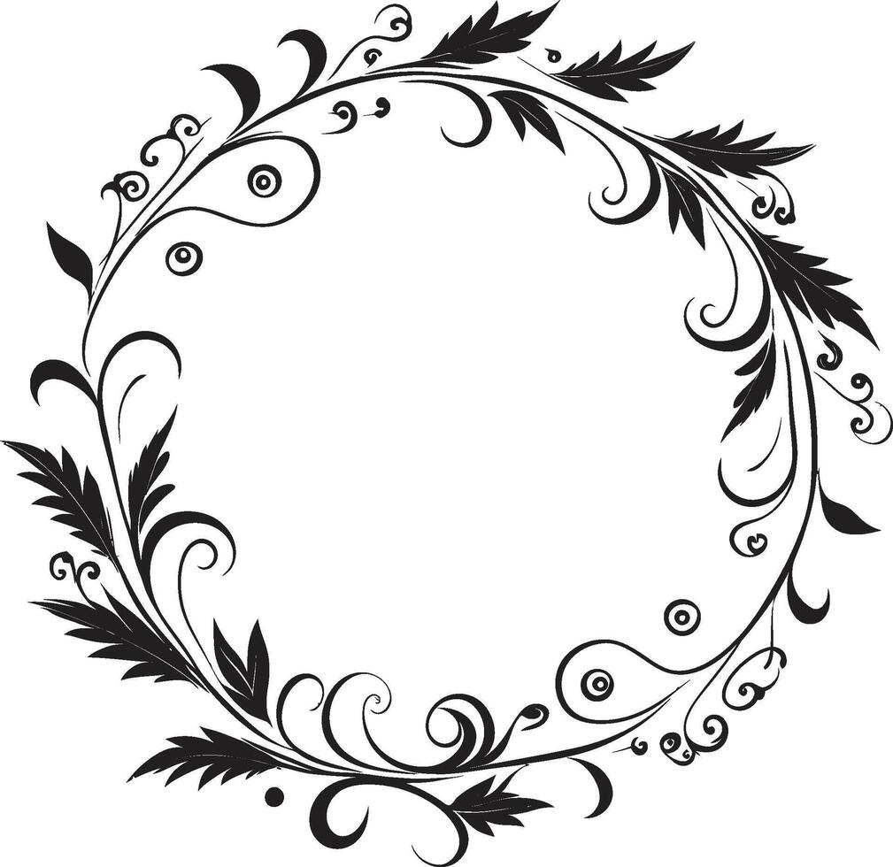 dekorativ odyssey klotter dekor logotyp med ram strålnings gåtor svart vektor klotter symbol