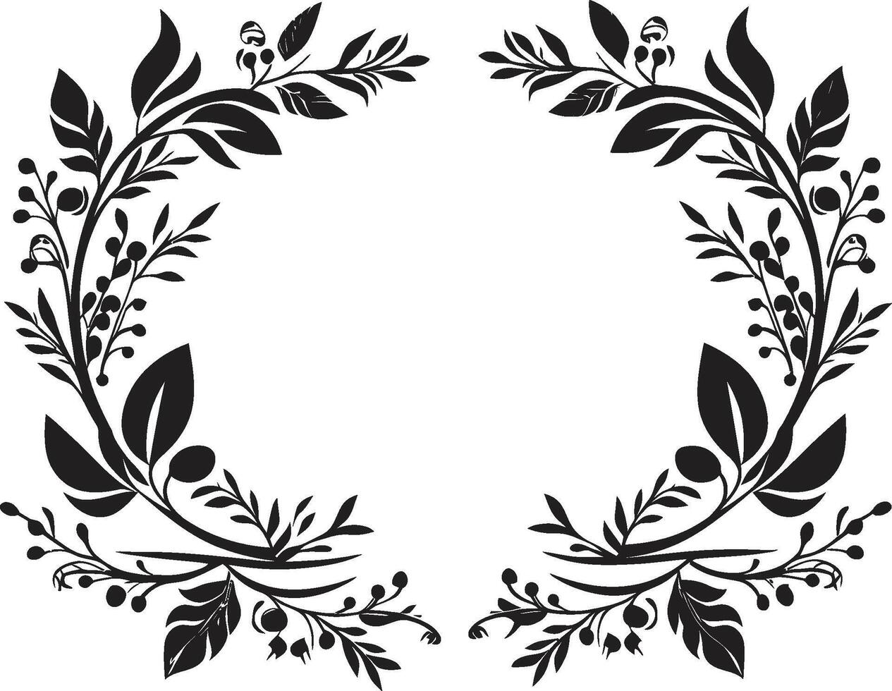 fantasievoll gedeiht schwarz Logo mit dekorativ Gekritzel Rahmen Elemente anspruchsvoll wirbelt glatt Vektor Emblem mit dekorativ Gekritzel Rahmen