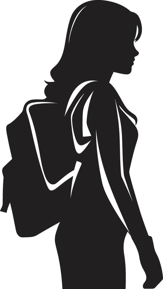 akademisch locken elegant schwarz Logo Design zum ehrgeizig weiblich Studenten siegedeiht ermächtigen schwarz Vektor Logo Symbol zum weiblich Studenten