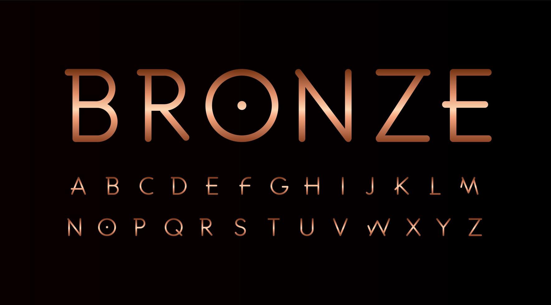 Bronzebuchstaben eingestellt. dünne Linien ungewöhnlicher Stil Vektor lateinisches Alphabet. Schriftart für Veranstaltungen, Werbeaktionen, Logos, Banner, Monogramm und Poster. Typografie-Design.