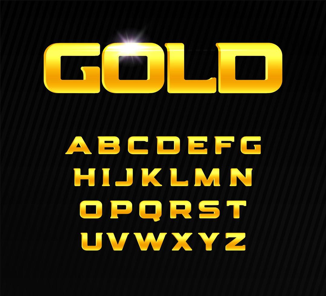 goldenes Alphabet. fette Schlagzeilen mit Serifen. moderne Schriftart für hochwertiges Produktdesign. Vektor-goldene Buchstaben. vektor