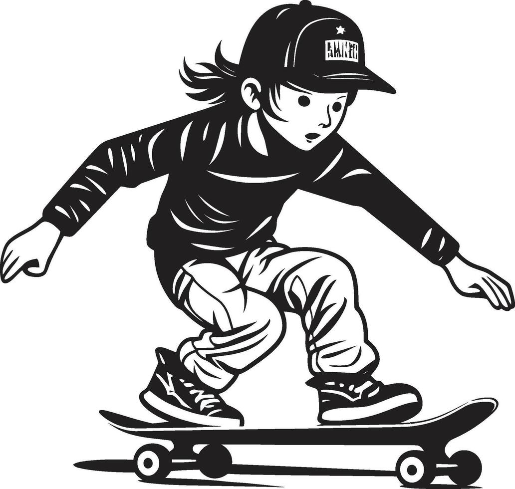 städtisch Geschwindigkeit dynamisch Vektor Symbol von ein Mann auf ein Skateboard im schwarz Straße Stylist nervös schwarz Logo Design mit ein Skateboarding Mann Symbol