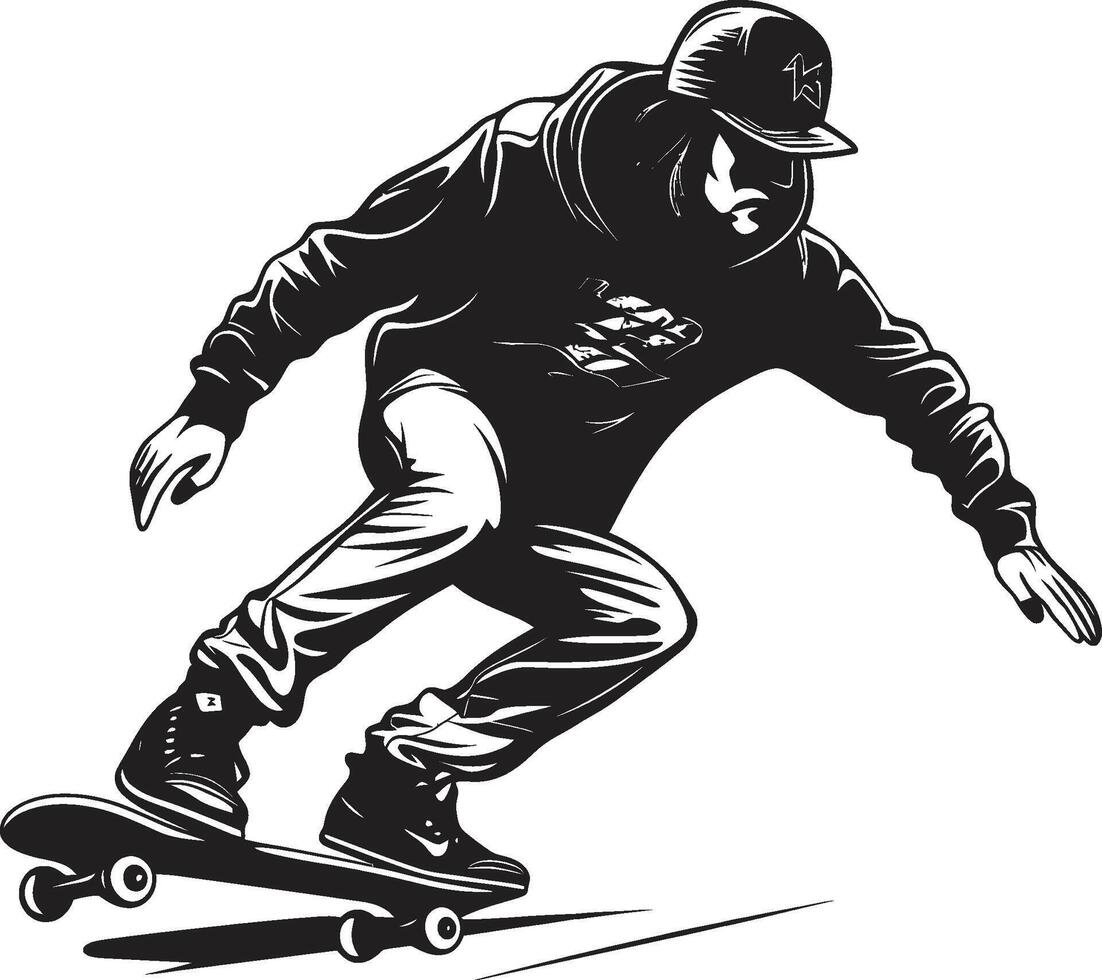 Skateboard Souveränität schwarz Logo Design mit ein Reiten Monarch städtisch Geschwindigkeit dynamisch Vektor Symbol von ein Mann auf ein Skateboard im schwarz