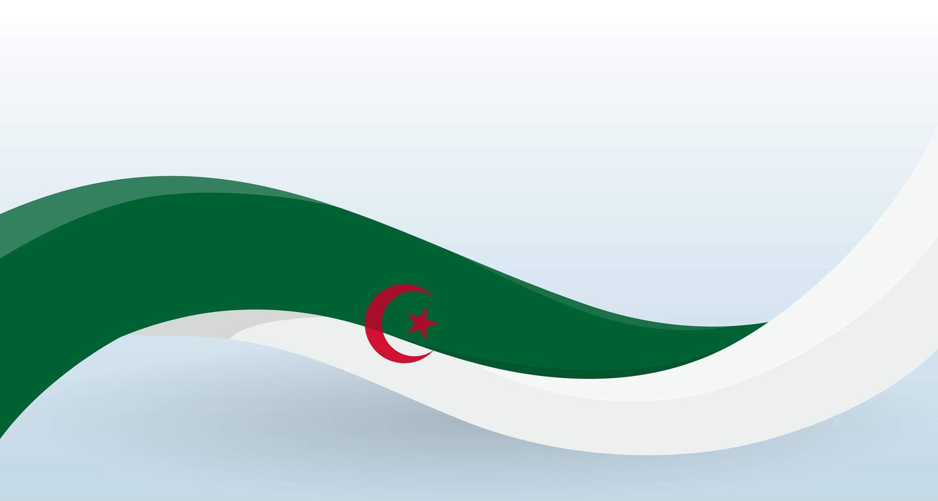 algeriets nationella flagga. algerisk nationalsymbol, viftande ovanlig form. designmall för dekoration av flygblad och kort, affisch, banderoll och logotyp. isolerade vektor illustration.