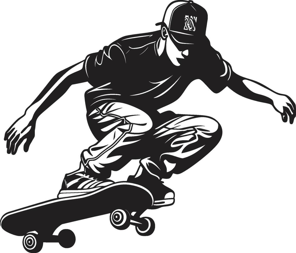 betong kännare svart symbol terar en man på en skateboard hastighet syn elegant vektor ikon av en skateboard man i svart