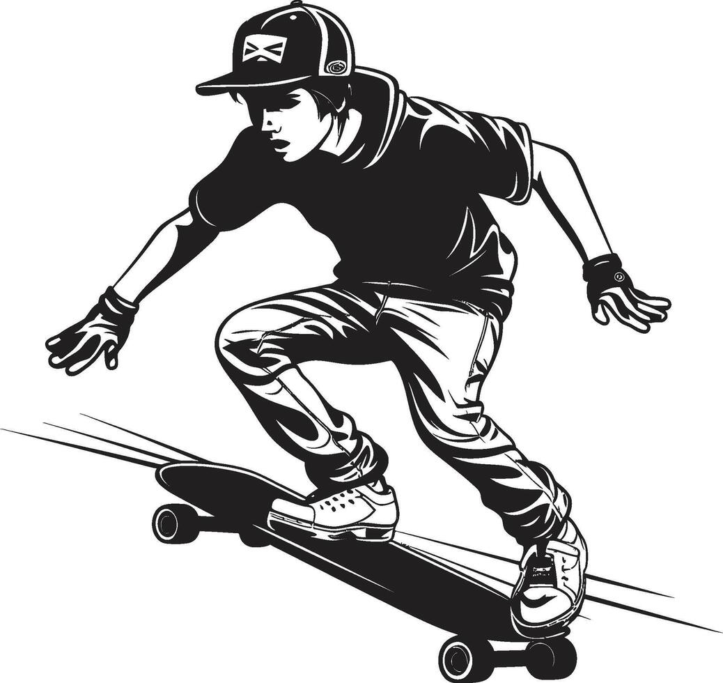 gata frisör kantig svart logotyp design med en skateboard man ikon betong kännare svart symbol terar en man på en skateboard vektor