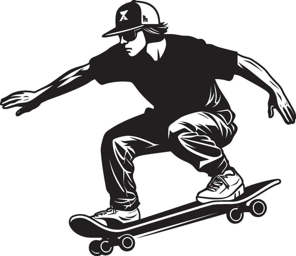 städtisch gleiten glatt schwarz Logo Design mit ein Skateboarding Mann Symbol Straße Styler nervös Vektor Symbol von ein Mann auf ein Skateboard im schwarz