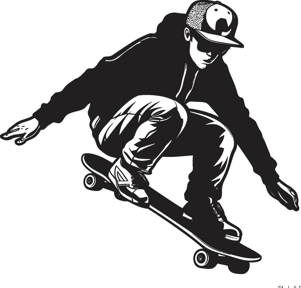 Straße Schleuder nervös schwarz Logo Design mit ein Skateboarding Mann Symbol rollen Renaissance Vektor schwarz Symbol von ein Skateboarding Mann