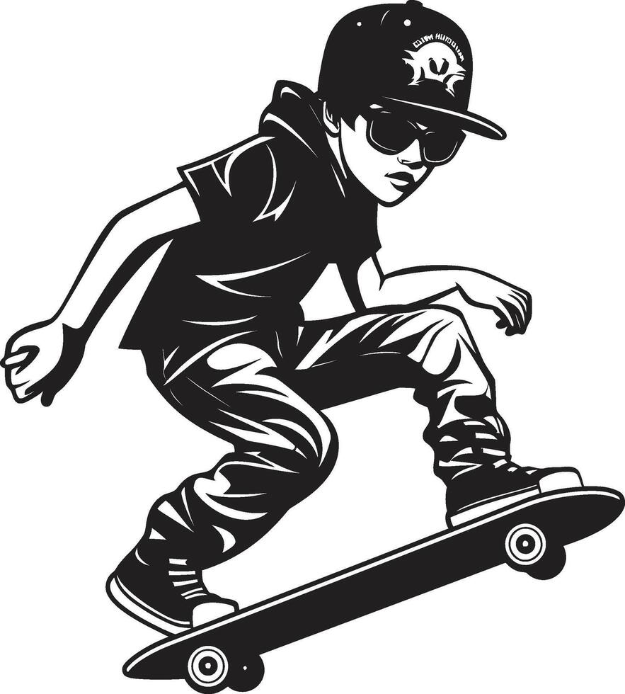 gata slinger kantig svart logotyp design med en skateboard man ikon rullande renässans vektor svart symbol av en skateboard man