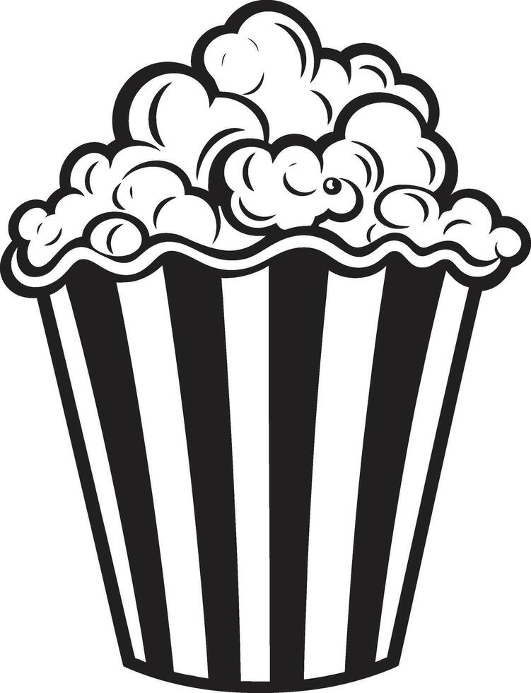 Popcorn Elan glatt Vektor symbolisieren Gourmet Popcorn im schwarz Snack-Zeit schick schwarz Logo Design mit ein ikonisch Popcorn Symbol