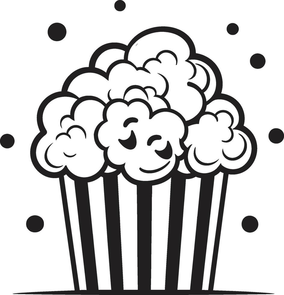 gourmet godsaker vektor svart logotyp design för ljuvlig popcorn popcorn höjdpunkt eleganta ikon symboliserar de slutlig film mellanmål i svart