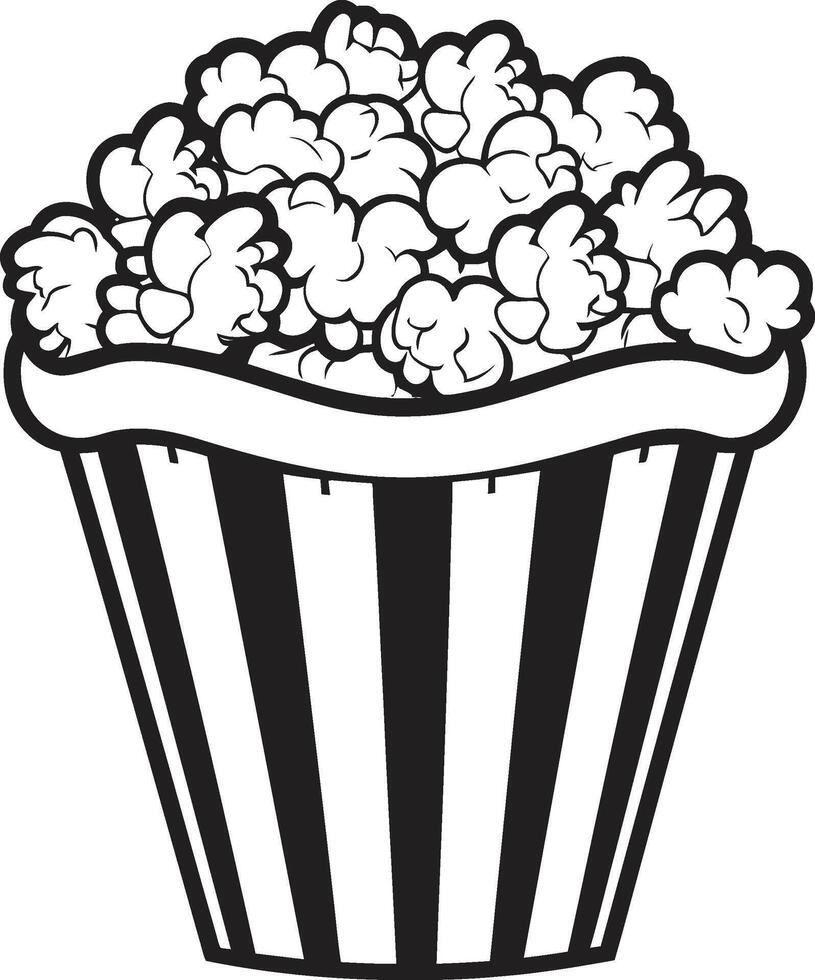 popcorn höjdpunkt eleganta ikon symboliserar de slutlig film mellanmål i svart mellanmål symfoni elegant popcorn vektor svart logotyp design