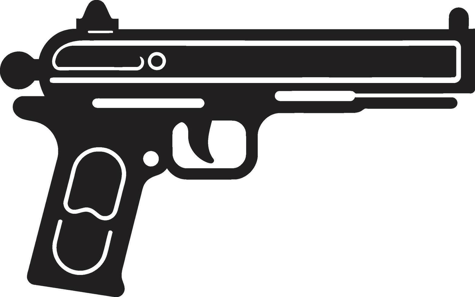 speltid fred väktare vektor symbol av en leksak pistol i svart mikro militant dynamisk svart ikon med leksak pistol logotyp design