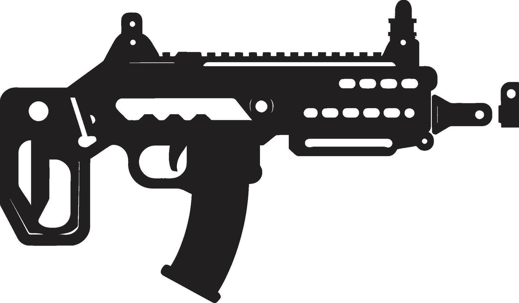 Liliputaner Waffenkammer Vektor Symbol bedeuten ein Spielzeug Gewehr im schwarz machen glauben Munition dynamisch schwarz Symbol mit Spielzeug Gewehr Logo