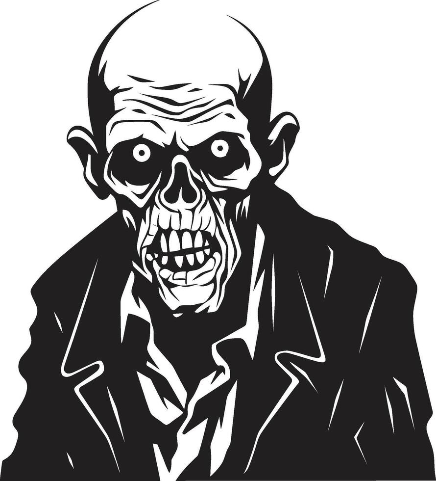 spektral Vater schwarz Logo Design mit ein erschreckend Zombie Mann Symbol Zombie Zephyr ikonisch Vektor Symbol ausdrücken das erschreckend Gegenwart von ein unheimlich Zombie im schwarz