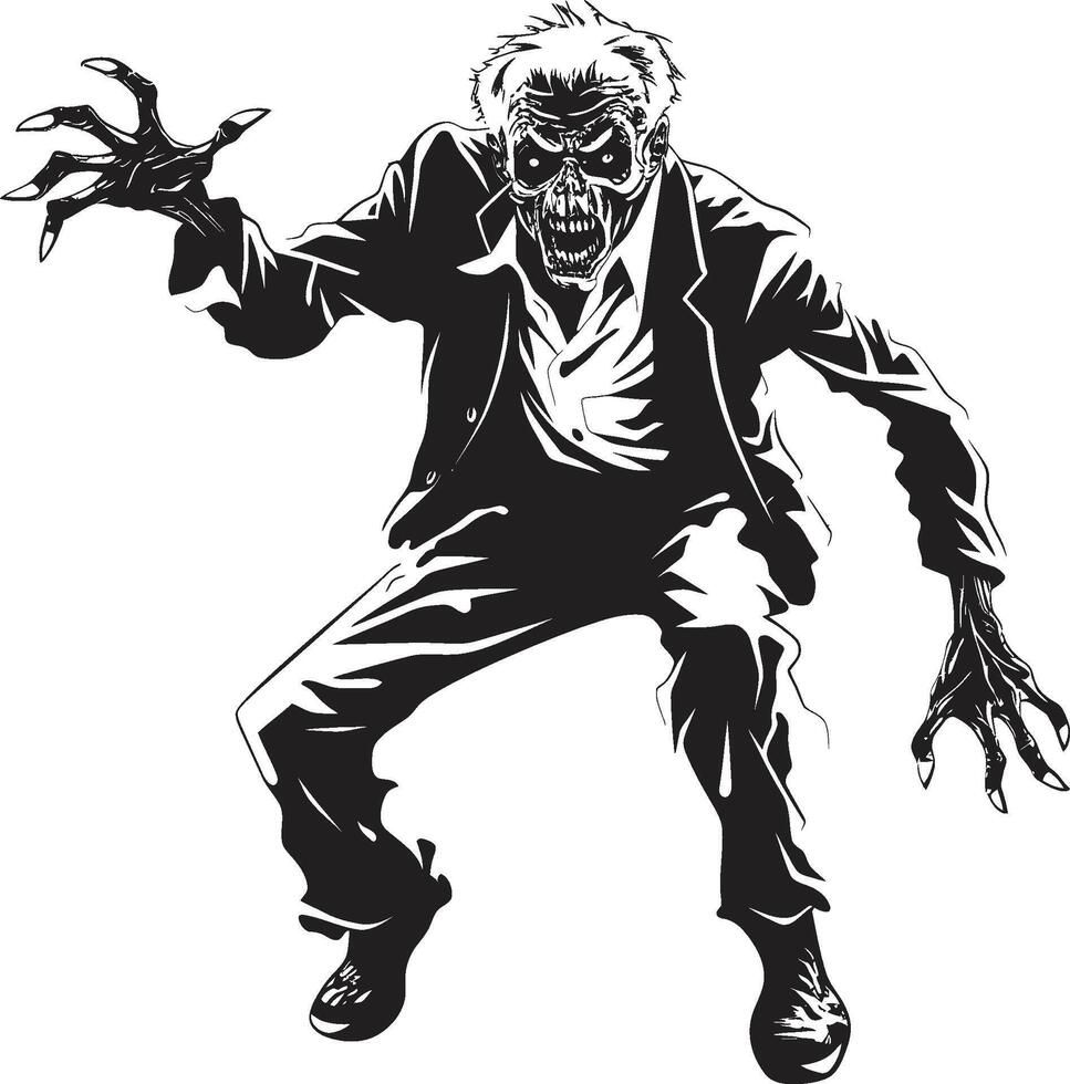 äldre kuslighet svart logotyp design med en skrämmande gammal zombie ikon dyster ond ande ikoniska vektor symbol fångande de skrämmande närvaro av ett äldre zombie i svart
